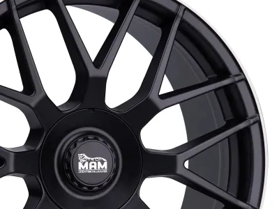 MAM GT1 Matt Black Lip Polish – Nahaufnahme Speichen und polierter Felgenrand