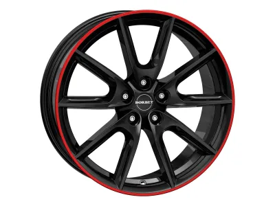 Borbet LX19 black glossy rim red – 3/4-Ansicht