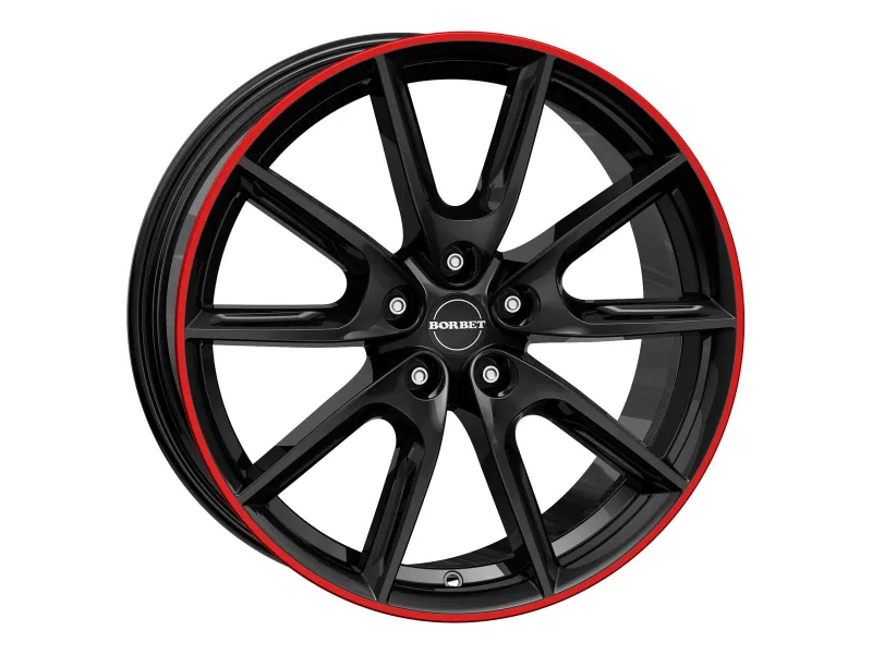 Borbet LX19 black glossy rim red – 3/4-Ansicht
