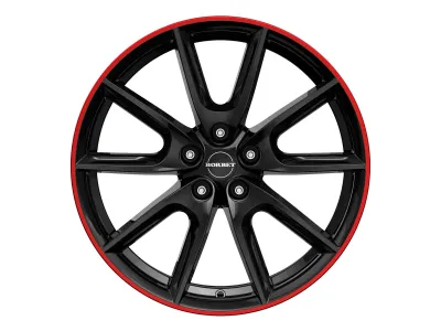 Borbet LX19 black glossy rim red – Felge frontal