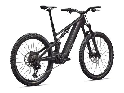 Specialized Turbo Levo 4 Alloy in Gloss Metallic Obsidian / Silver Dust (Schwarz metallic glänzend/Silber) – 3/4-Ansicht hinten rechts