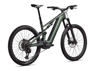 Specialized Turbo Levo 4 Alloy in Satin Cypress Metallic / Dark Moss Green (Grün metallic seidenmatt/Dunkelgrün) – 3/4-Ansicht hinten rechts