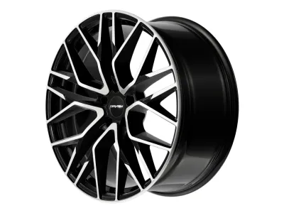 Carmani 20 Ludwig black polish – Schrägansicht mit Felgenbett