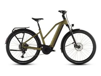 Cube Touring Hybrid Pro 800 in goldenlime´n´black (Goldgrün/Schwarz) – Seitenansicht rechts, Trapez