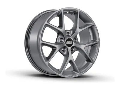 BBS SR himalaya-grau matt – Felge stehend, 3/4-Ansicht
