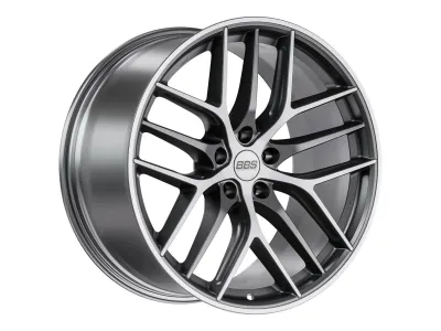 BBS CC-R graphit diamantgedreht matt – 3/4-Ansicht (20 Zoll, stark konkav)