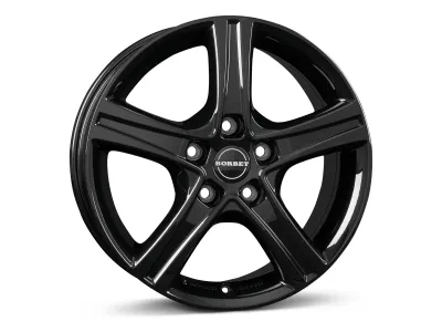 Borbet CWD black glossy – 3/4-Ansicht, 17 Zoll mit BORBET-Nabendeckel