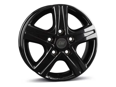 Borbet CWD black glossy – 3/4-Ansicht, 15/16 Zoll mit CW-Nabendeckel