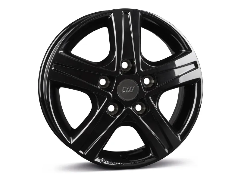 Borbet CWD black glossy – 3/4-Ansicht, 15/16 Zoll mit CW-Nabendeckel