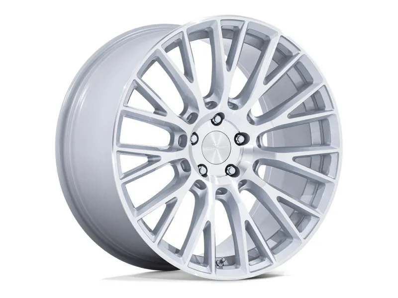 Rotiform LSE Gloss Silver w/ Machined Face – Felge in 3/4-Ansicht vorne