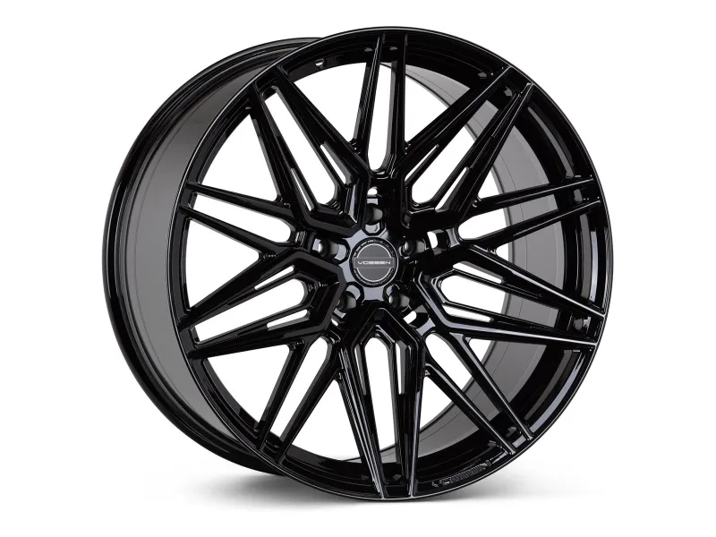 Vossen HF-7 Gloss Black – 3/4-Ansicht (Flat Face)