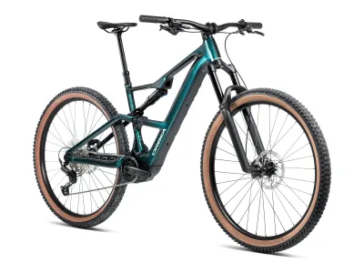 Orbea Rise SL H30 in Escape Green – Splash Ice Green, glänzend (Dunkelgrün/Eisgrün glänzend) – 3/4-Ansicht von vorne