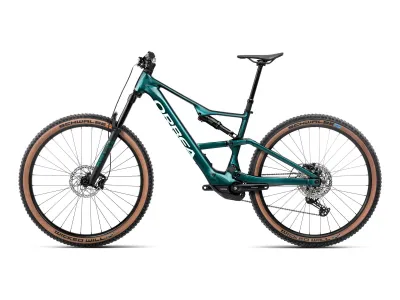 Orbea Rise SL H30 in Escape Green – Splash Ice Green, glänzend (Dunkelgrün/Eisgrün glänzend) – Seitenansicht links