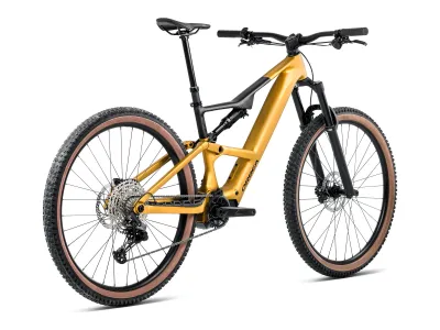 Orbea Rise SL H30 in Bumblebee Yellow – Black, matt (Gelb/Schwarz matt) – 3/4-Ansicht von hinten