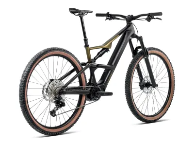 Orbea Rise SL H30 in Diamond Black – Splash Olive Green, matt (Schwarz/Olivgrün matt) – 3/4-Ansicht von hinten