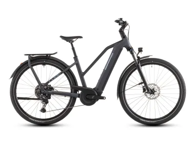 Cube Kathmandu Hybrid ONE 800 in metallicgrey´n´grey (Metallicgrau) – Seitenansicht rechts, Trapez