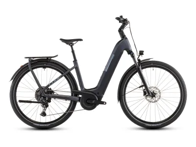 Cube Kathmandu Hybrid ONE 800 in metallicgrey´n´grey (Metallicgrau) – Seitenansicht rechts, Tiefeinsteiger (Easy Entry)
