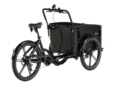 Cargobike of Sweden DeLight in Schwarz – 3/4-Ansicht hinten rechts