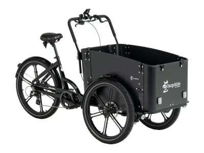 Cargobike of Sweden DeLight in Schwarz – 3/4-Ansicht vorne rechts