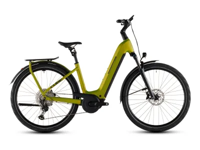 Cube Kathmandu Hybrid Pro 800 in lizard´n´black (Gelbgrün/Schwarz) – Seitenansicht rechts, Tiefeinsteiger (Easy Entry)
