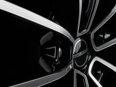 Borbet W black polished glossy – Detail Nabe und Speichen