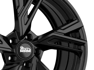 MAM RS5 black painted – Detail: Nabe, Speichen und Felgenbett